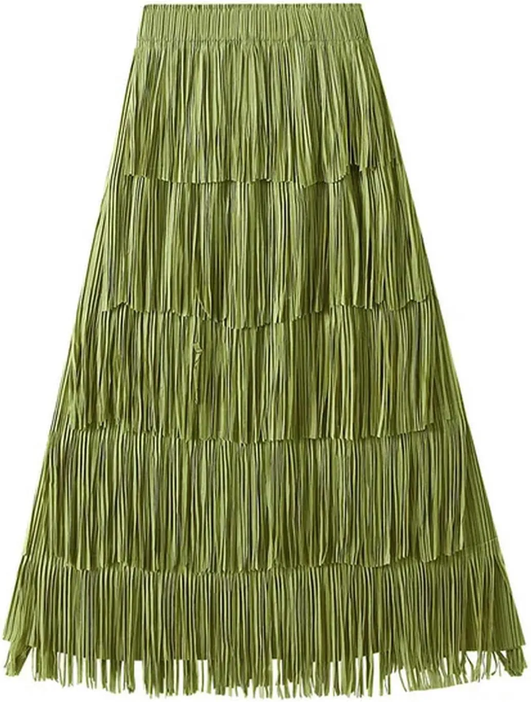 2023 New Summer New Pleated Tassel Long Skirt Women's Fashion Versatile Youthful Long Skirt Women's Style