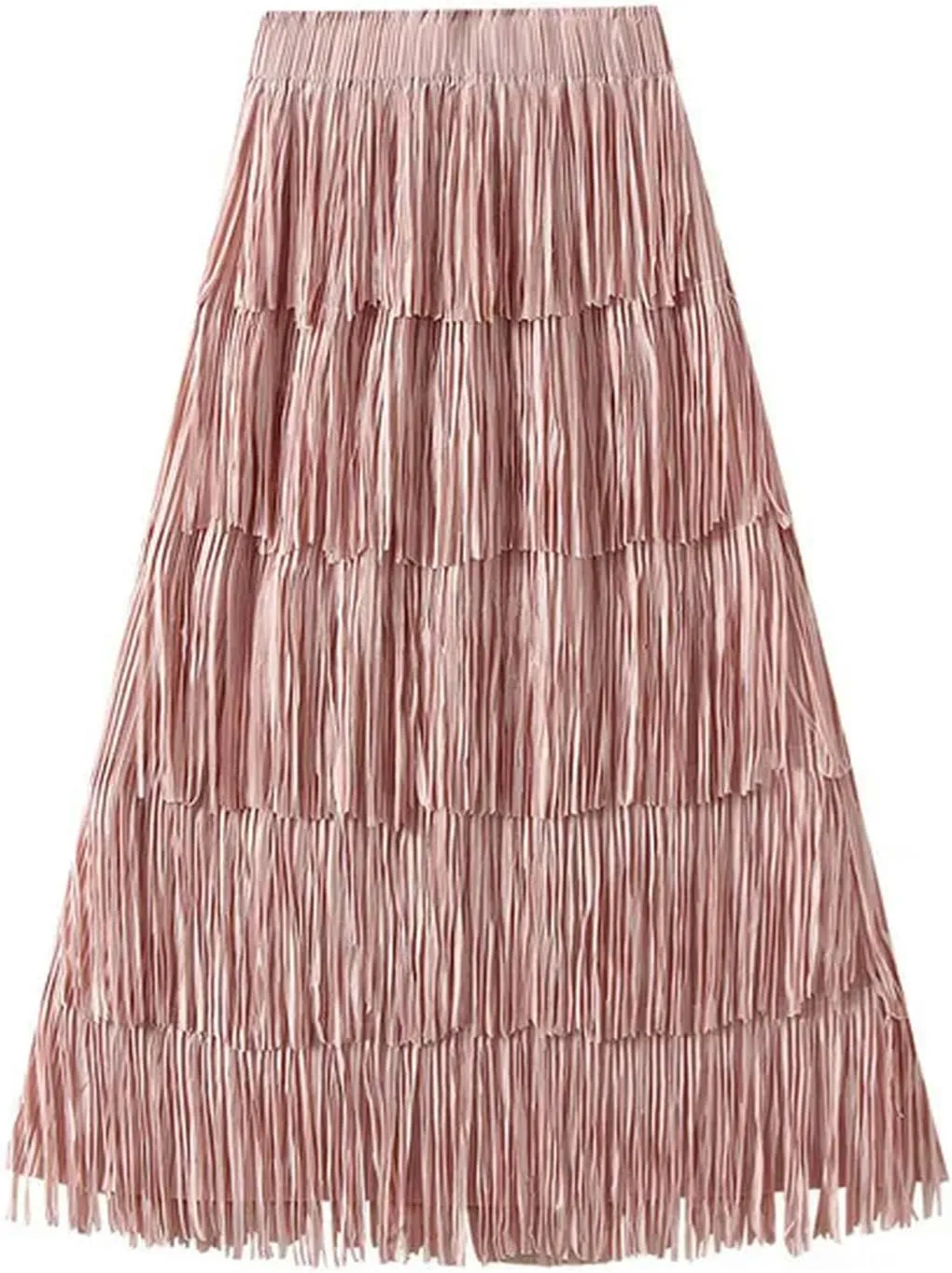 2023 New Summer New Pleated Tassel Long Skirt Women's Fashion Versatile Youthful Long Skirt Women's Style