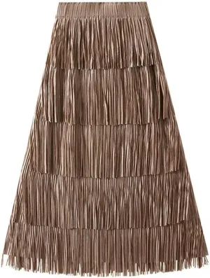 2023 New Summer New Pleated Tassel Long Skirt Women's Fashion Versatile Youthful Long Skirt Women's Style