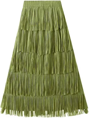 2023 New Summer New Pleated Tassel Long Skirt Women's Fashion Versatile Youthful Long Skirt Women's Style