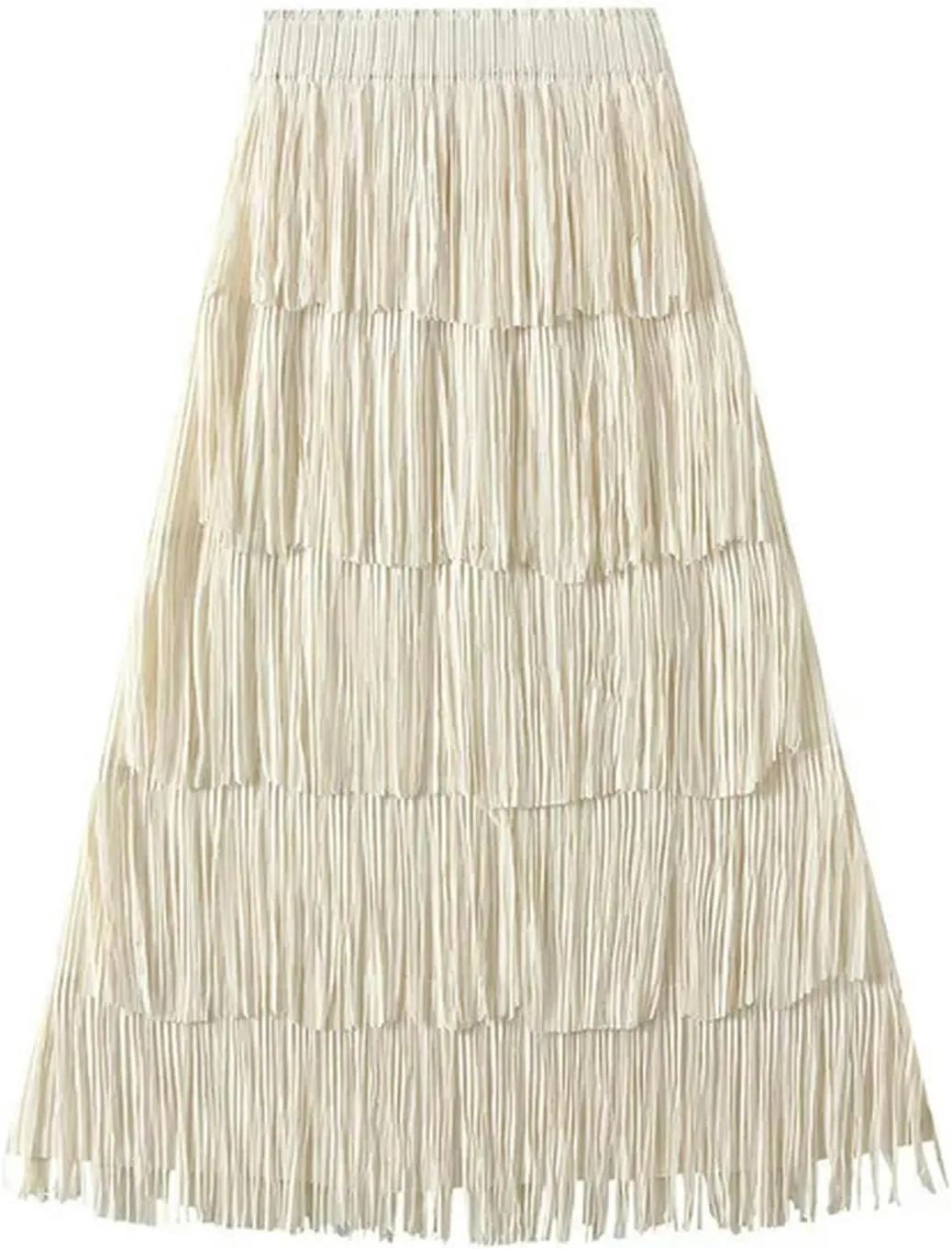2023 New Summer New Pleated Tassel Long Skirt Women's Fashion Versatile Youthful Long Skirt Women's Style