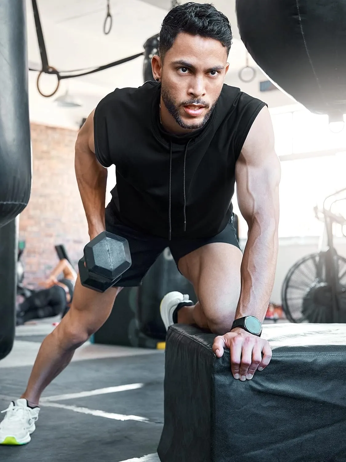 3 Pack Men's Dry Fit Moisture Wicking Tech Quick Dry Sleeveless Shirts Mesh Hoodie Active Athletic Tank Tops