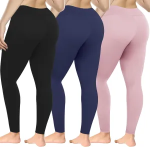 3 Pack Plus Size Leggings for Women, Yoga Pants High Waisted Tummy Control for Workout Gym Running