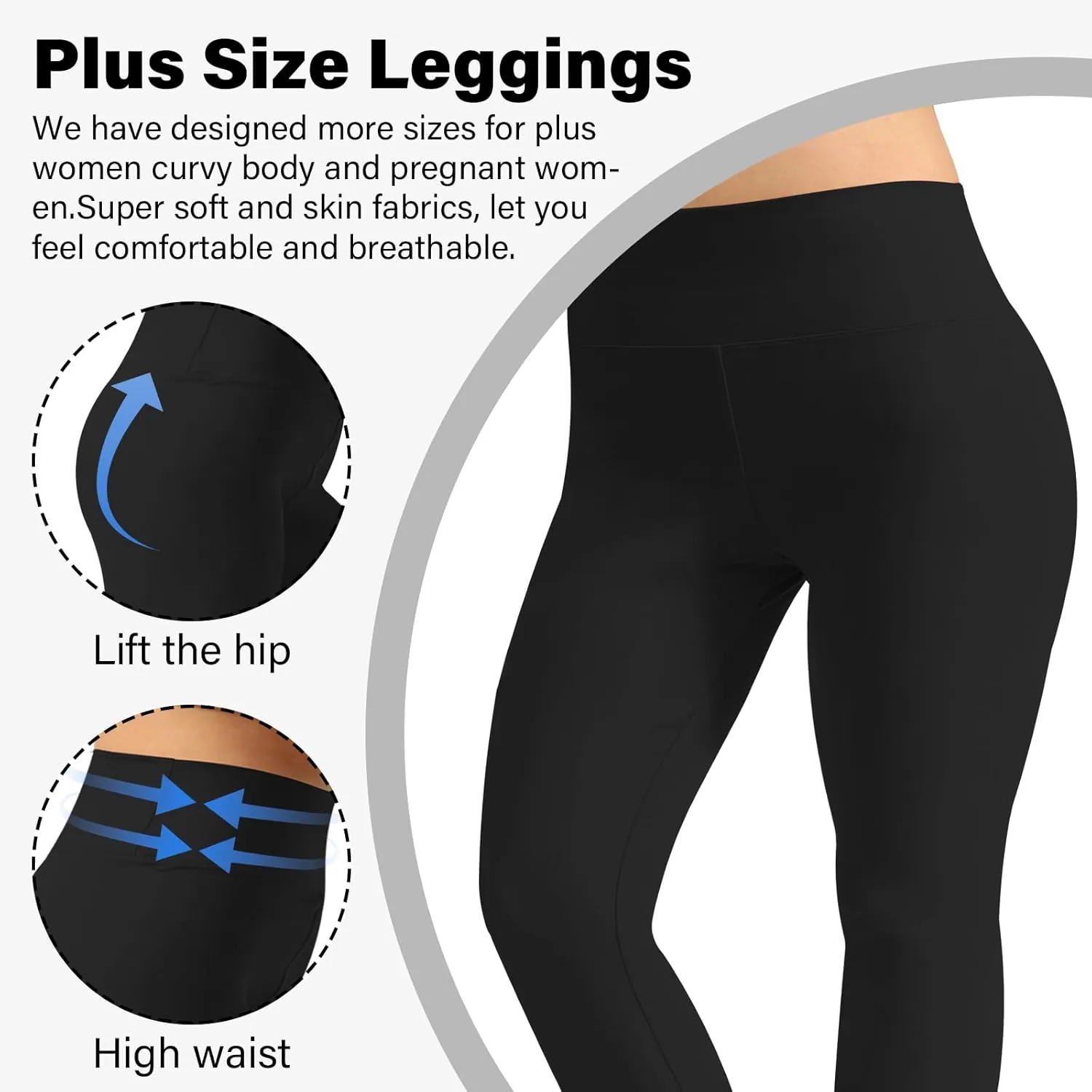 3 Pack Plus Size Leggings for Women, Yoga Pants High Waisted Tummy Control for Workout Gym Running