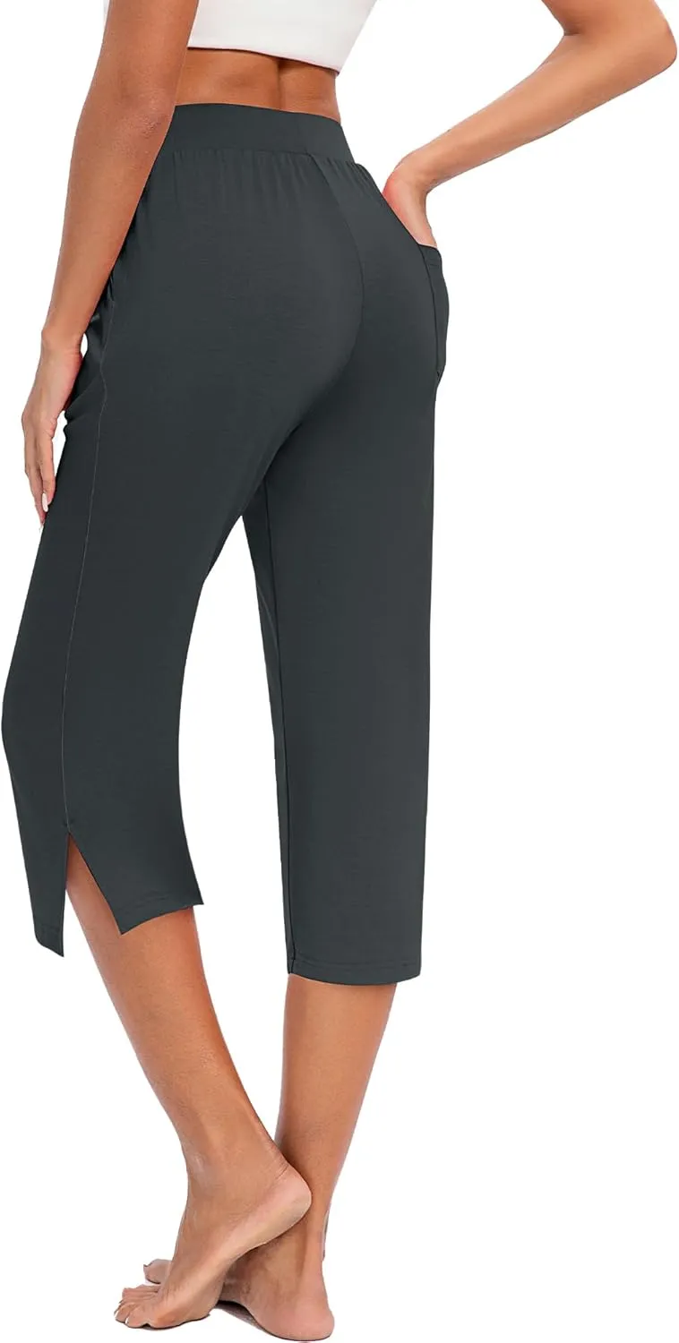 3 Pack Women's Capri Pants Capri Joggers Loose Cropped Workout Sweatpants Running Lounge Pants with Pockets