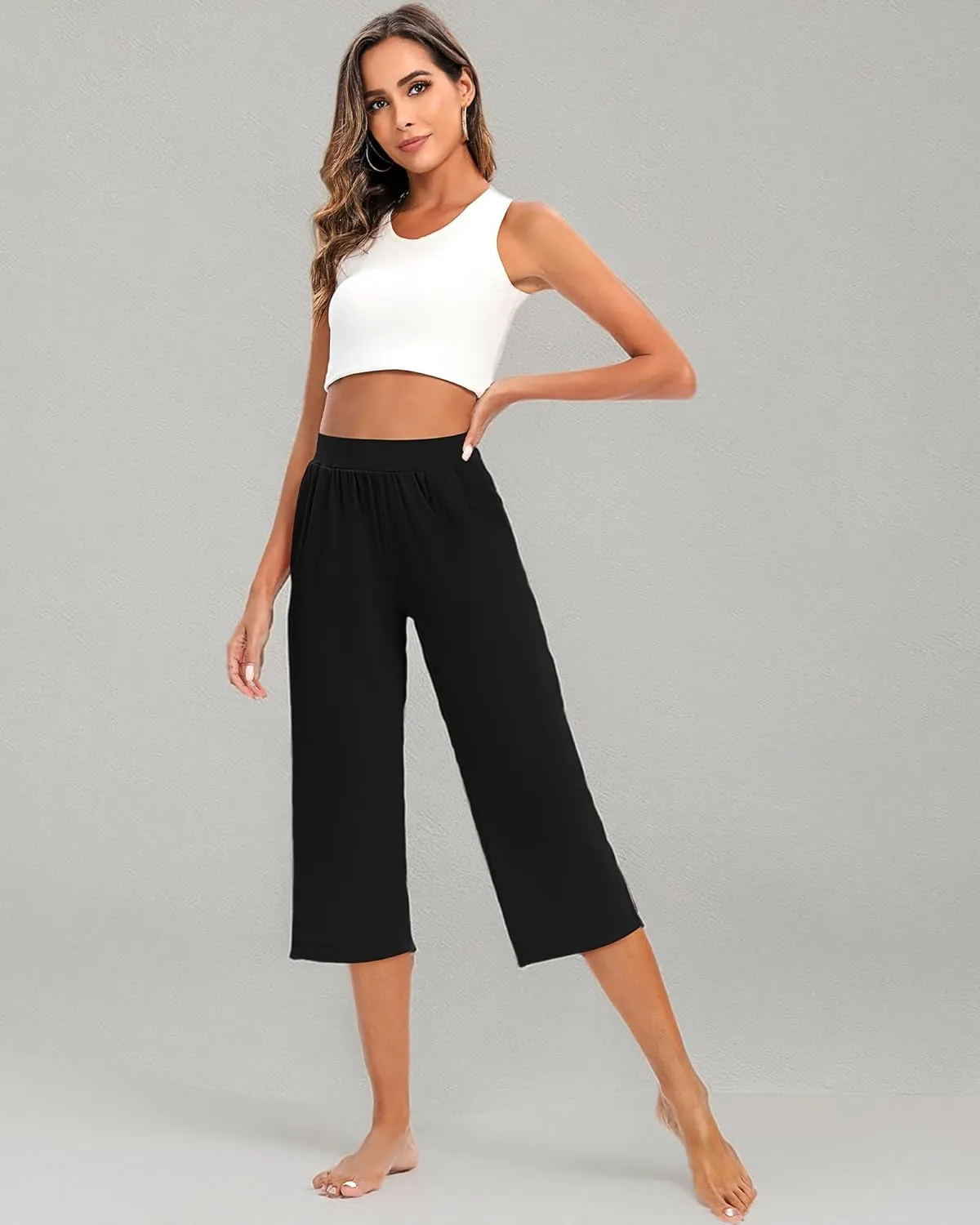 3 Pack Women's Capri Pants Capri Joggers Loose Cropped Workout Sweatpants Running Lounge Pants with Pockets