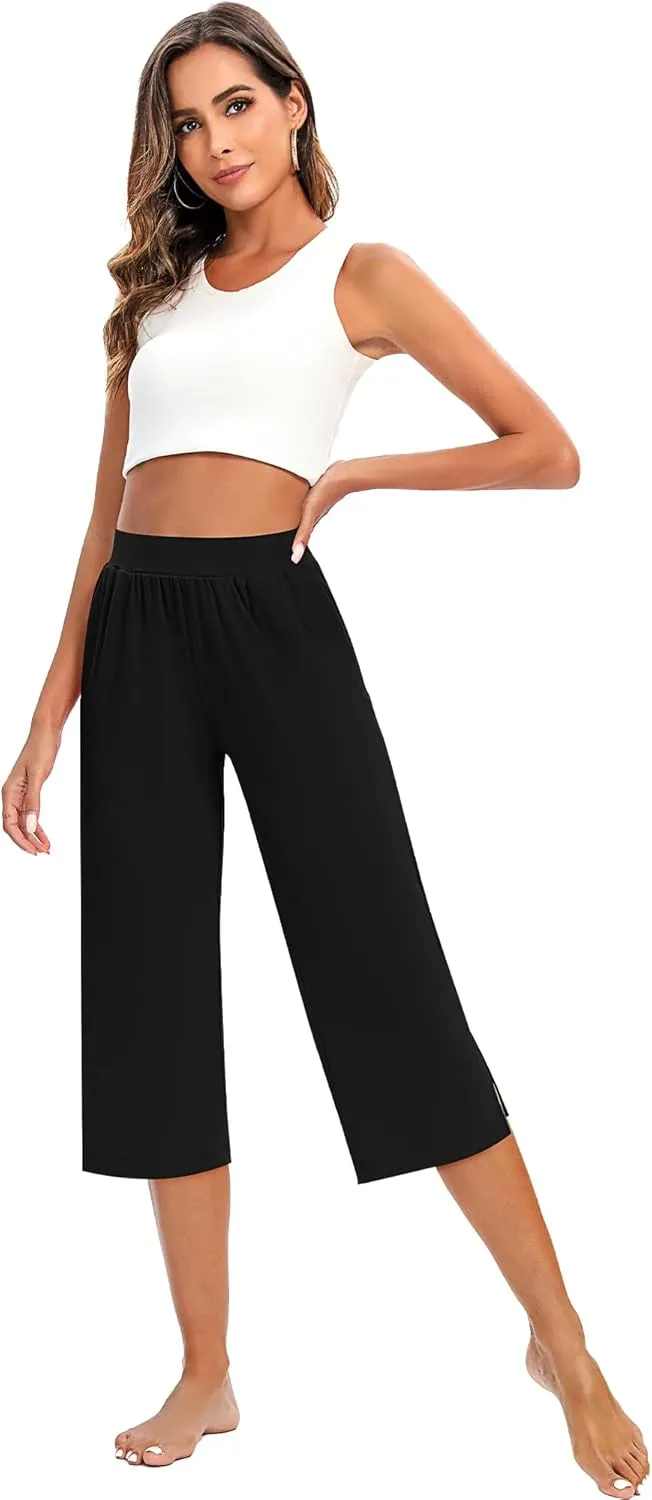 3 Pack Women's Capri Pants Capri Joggers Loose Cropped Workout Sweatpants Running Lounge Pants with Pockets