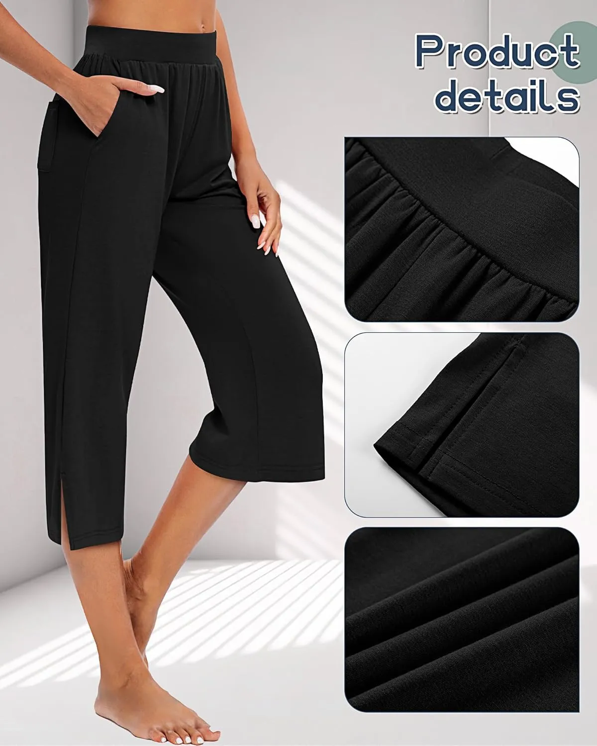 3 Pack Women's Capri Pants Capri Joggers Loose Cropped Workout Sweatpants Running Lounge Pants with Pockets
