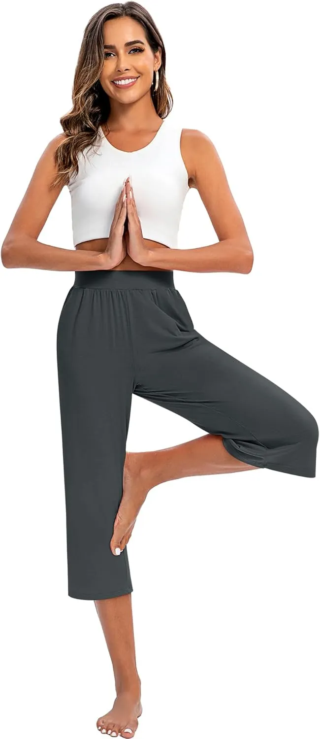 3 Pack Women's Capri Pants Capri Joggers Loose Cropped Workout Sweatpants Running Lounge Pants with Pockets