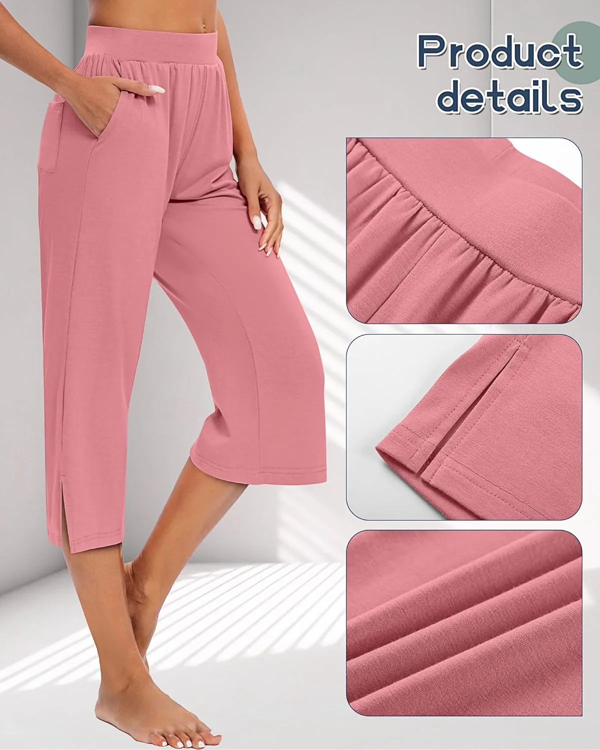 3 Pack Women's Capri Pants Capri Joggers Loose Cropped Workout Sweatpants Running Lounge Pants with Pockets