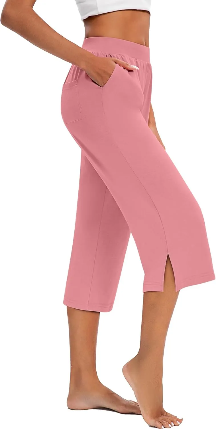 3 Pack Women's Capri Pants Capri Joggers Loose Cropped Workout Sweatpants Running Lounge Pants with Pockets
