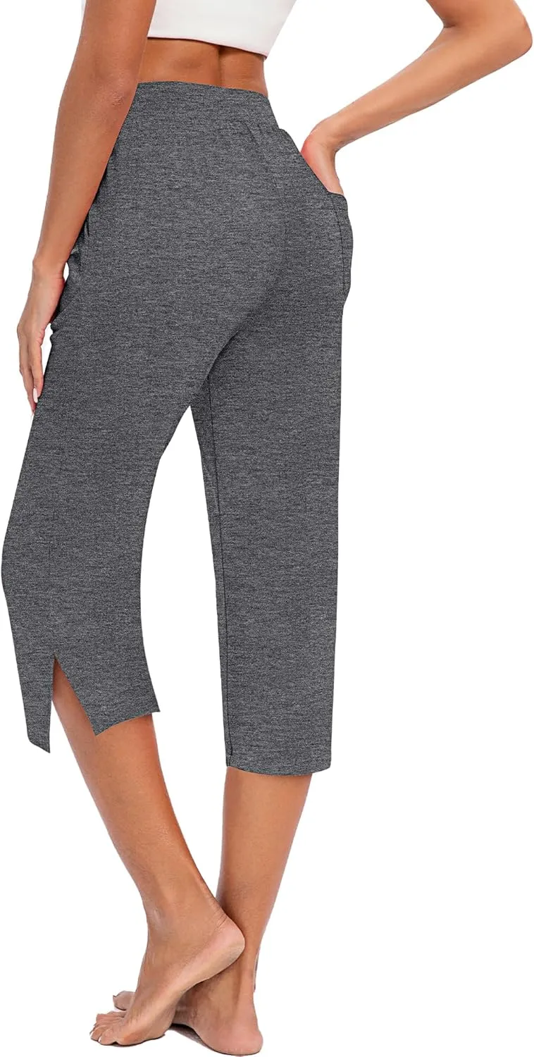 3 Pack Women's Capri Pants Capri Joggers Loose Cropped Workout Sweatpants Running Lounge Pants with Pockets