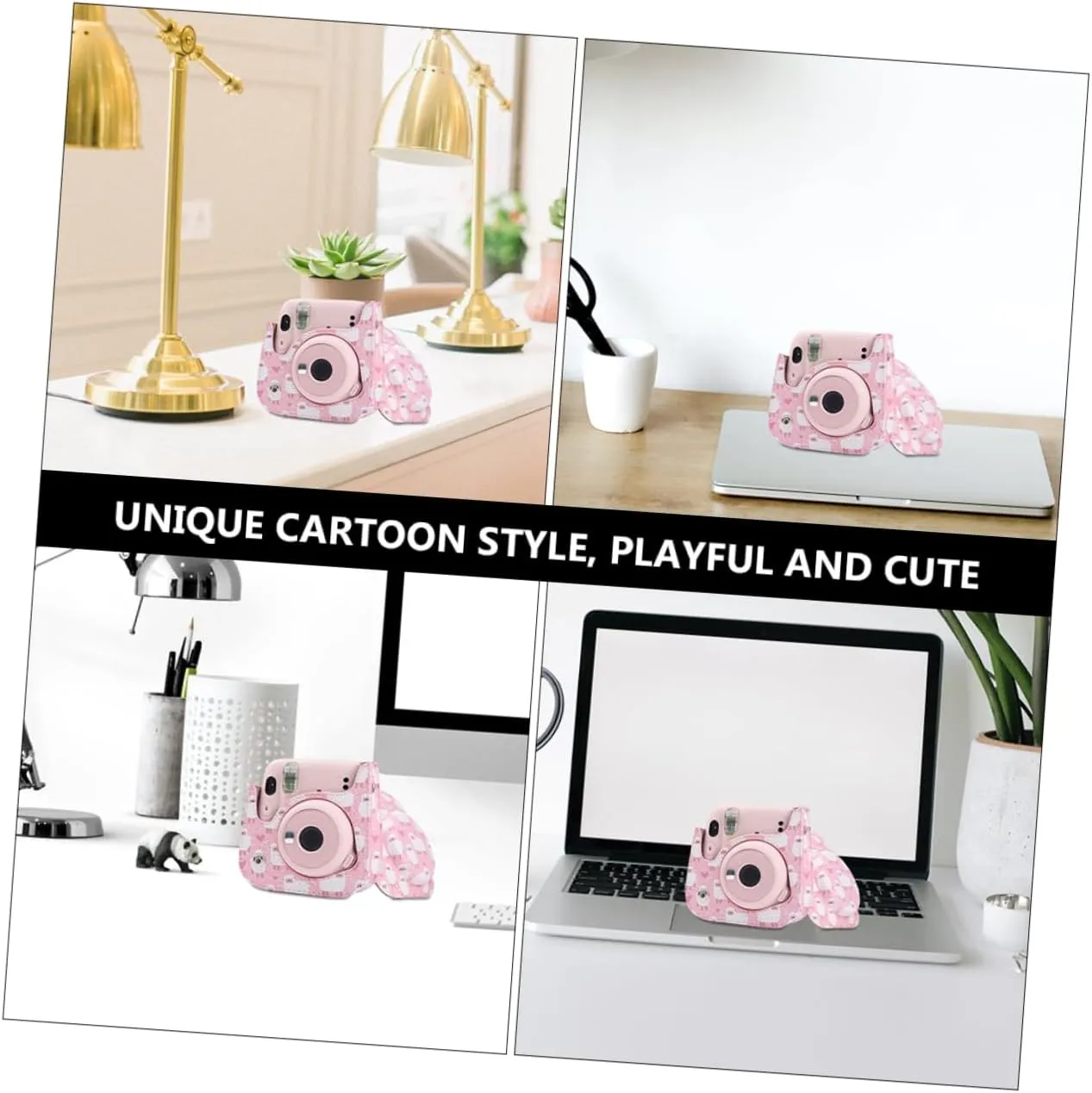 3pcs Shoulder Camera Detachable Bag Adjustable Pu Strap Protective with Leather Compatible for mini, Pinkx2pcs, 12.5X6.5X14CMx2pcs