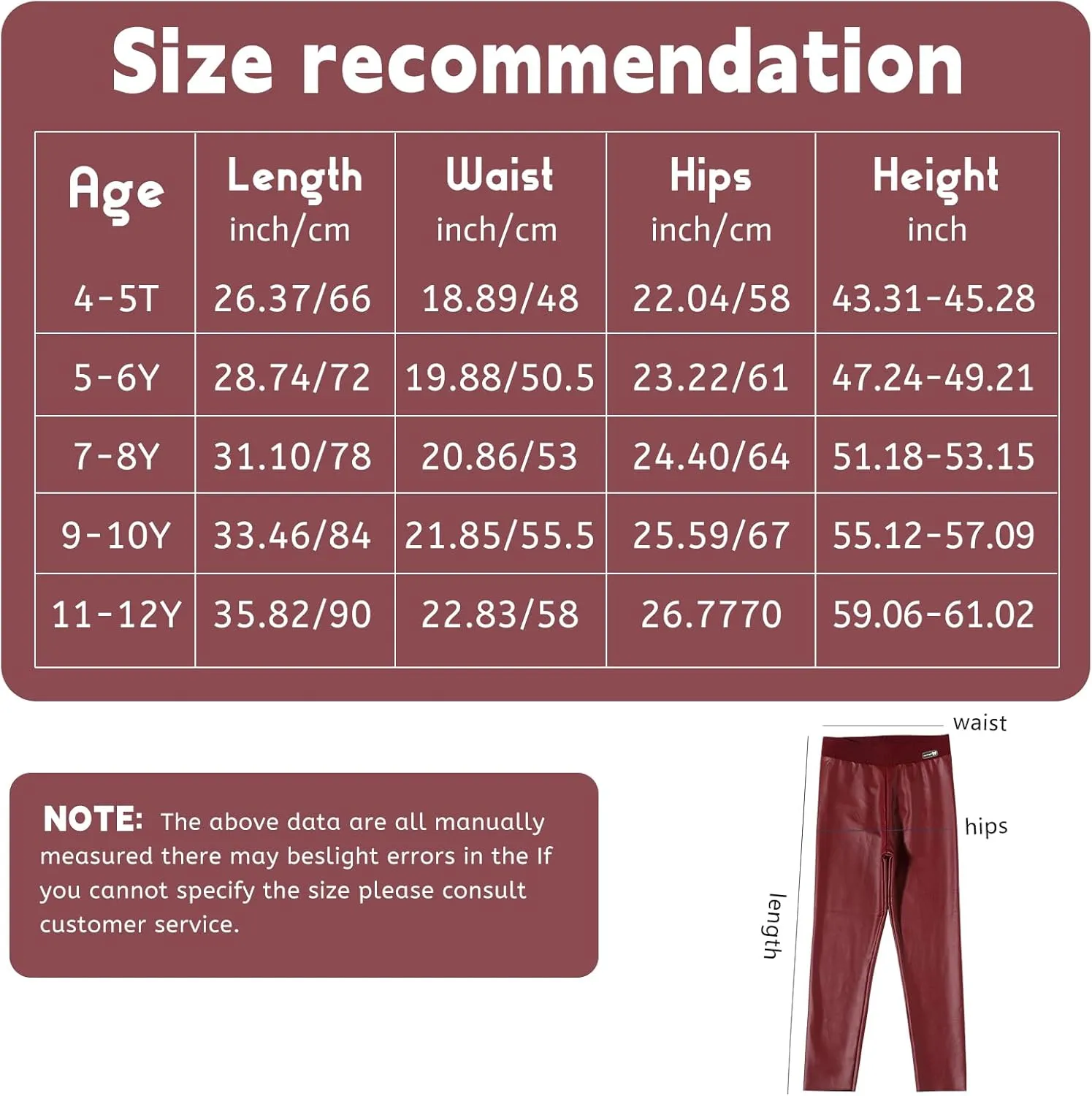 6 Pack Girls Leggings Faux Leather Legging for Girls High Waisted Stretch Pants Kids PU Leather Pants Tight