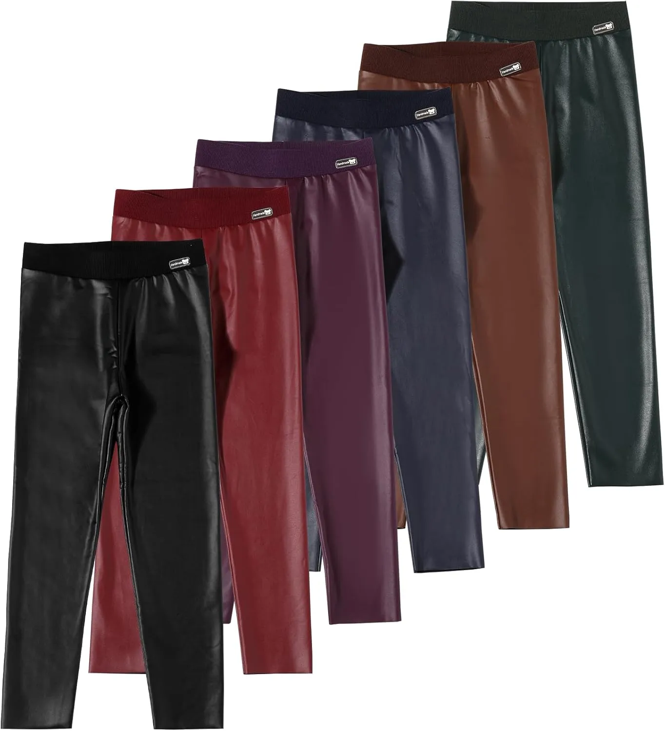 6 Pack Girls Leggings Faux Leather Legging for Girls High Waisted Stretch Pants Kids PU Leather Pants Tight