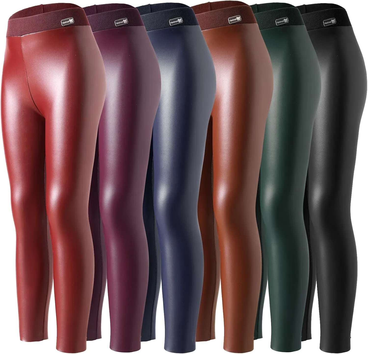 6 Pack Girls Leggings Faux Leather Legging for Girls High Waisted Stretch Pants Kids PU Leather Pants Tight