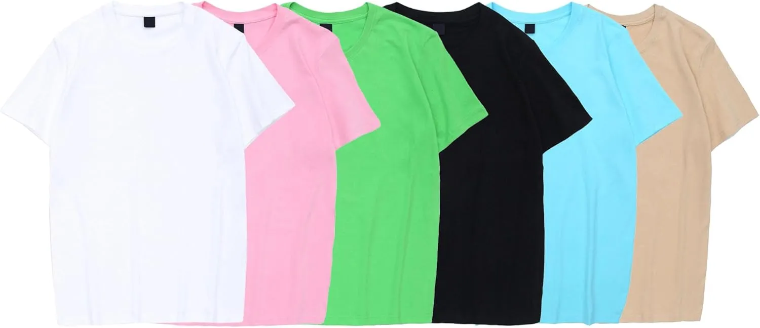 6 Pack Men's Cotton T-Shirts Crew Neck Short Sleeve Casual Basic Tee Shirt Athletic Running Gym Workout Tops
