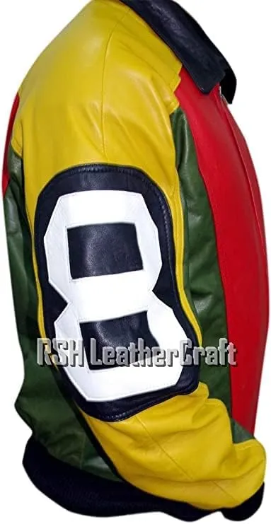8 Ball Pool David Puddy Real Leather Bomber Jacket