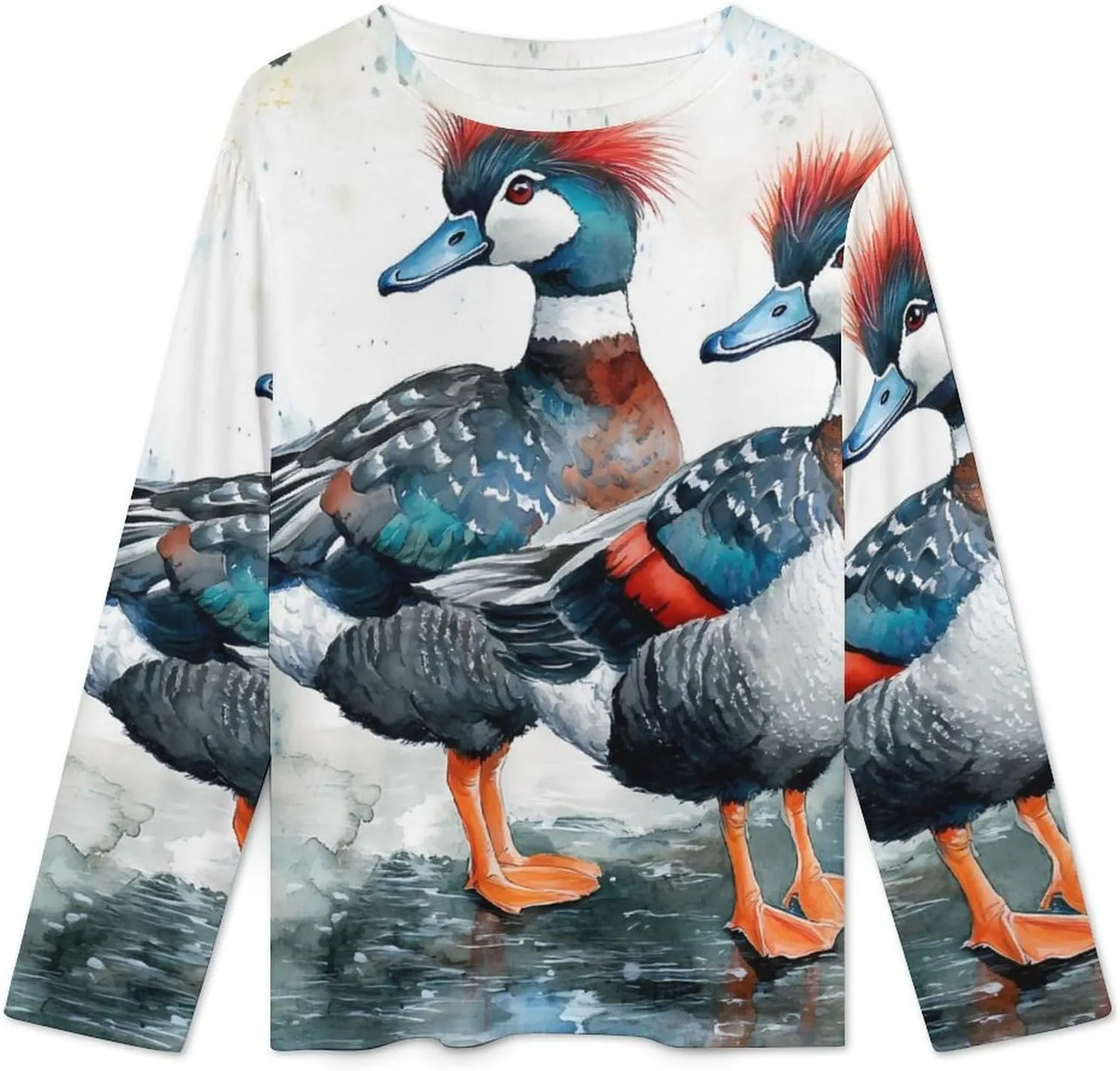 A Pair of Harlequin Ducks Women's Pajama Set Long Sleeve T-shirts Top & Pant Comfort Sleepwear Loungewear