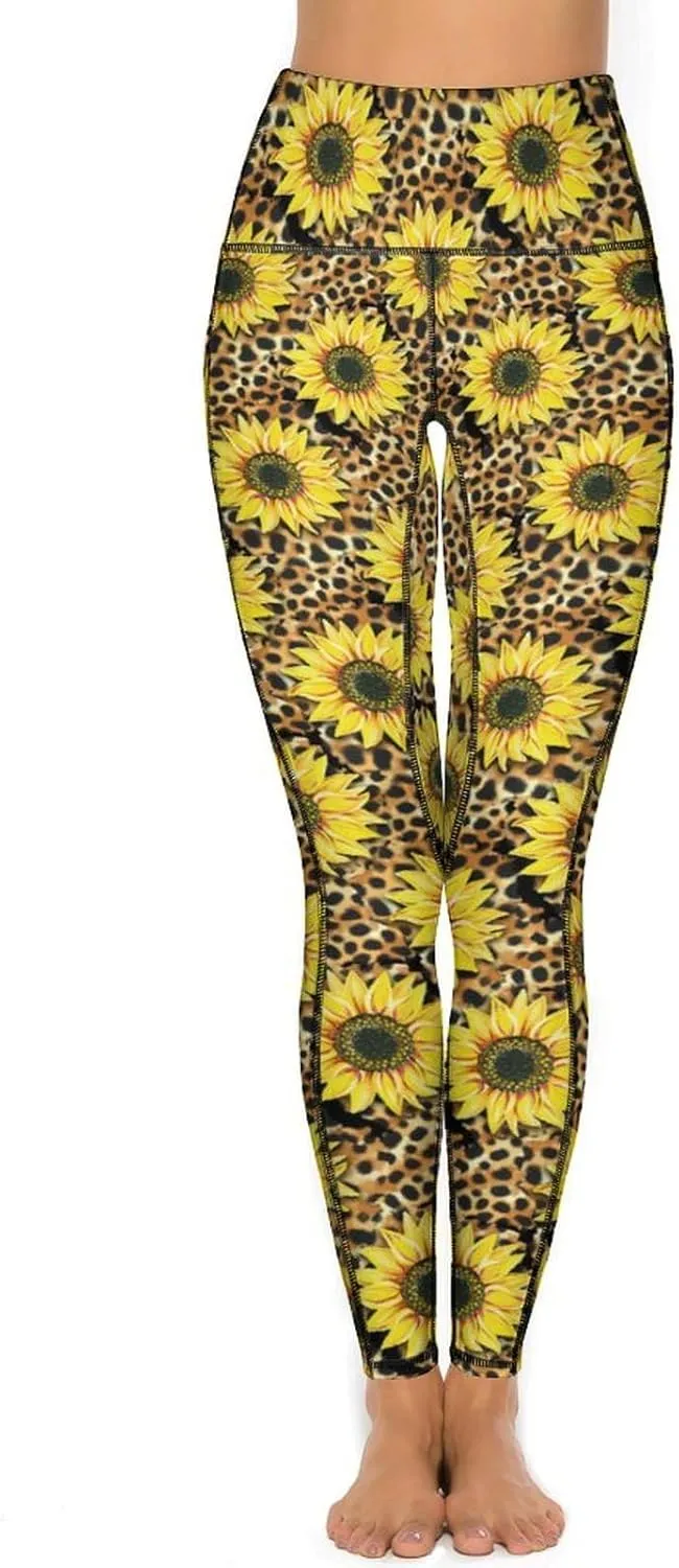 Abstract Flame Yoga Pants High Waist with Pockets Tummy Control Workout Running Leggings for Women