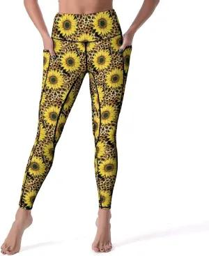 Abstract Flame Yoga Pants High Waist with Pockets Tummy Control Workout Running Leggings for Women