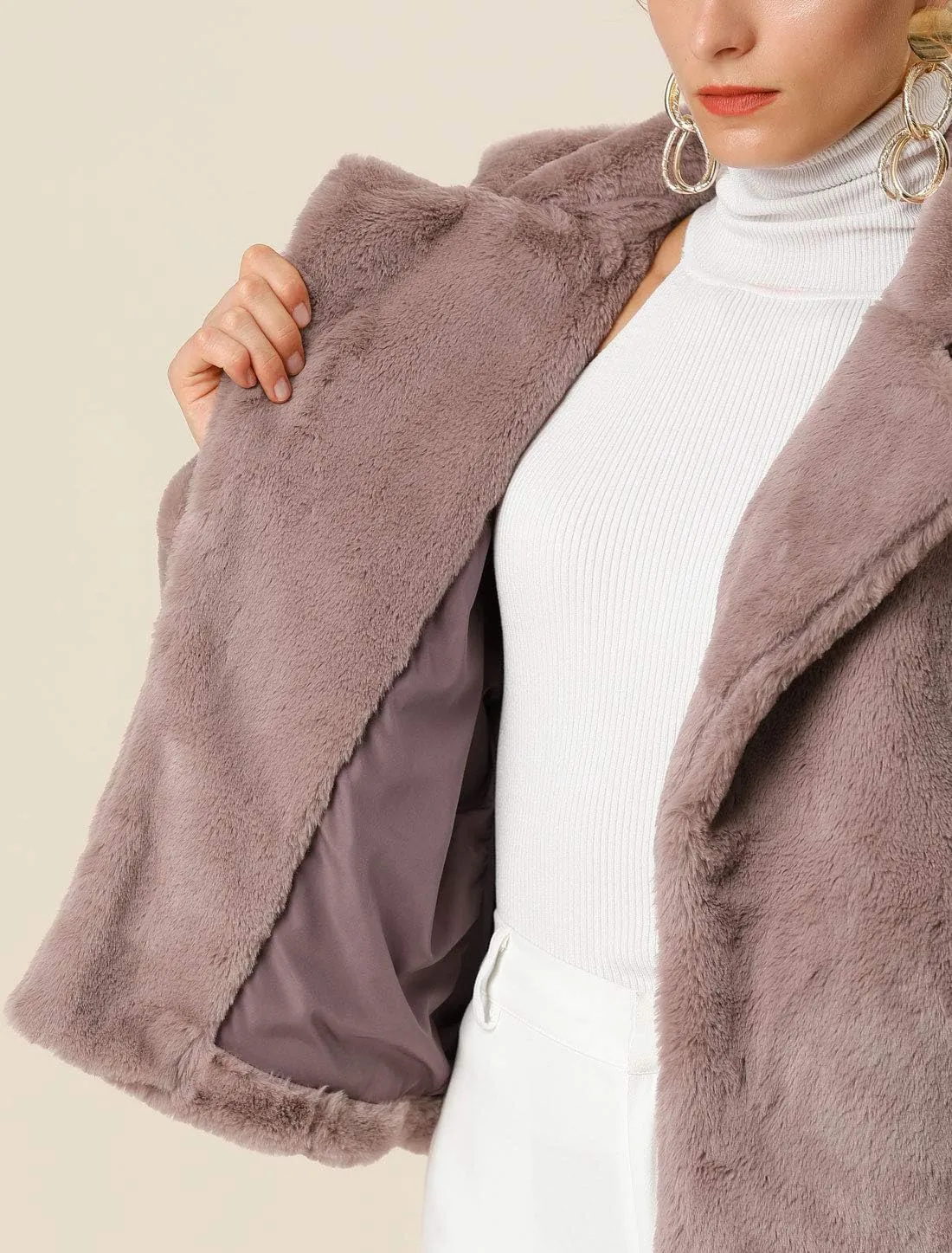 Allegra K Women's Winter Wedding Faux Fur Bolero Jacket Loose Formal Faux Fur Coat