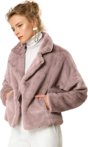Allegra K Women's Winter Wedding Faux Fur Bolero Jacket Loose Formal Faux Fur Coat