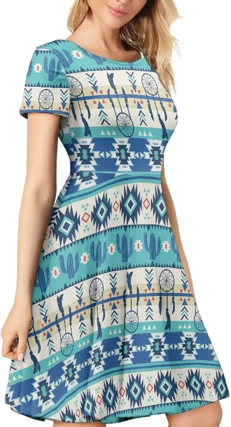 AmzPrint Women's Black and White Cow Print Dress Funny Milk Cow Themed Party Costume Mini Swing Tunic Sunflower Floral Dress