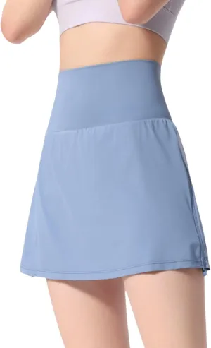 Anna-Kaci Women's High Waist Athletic Skort with Side Drawdtring and Back Pocket