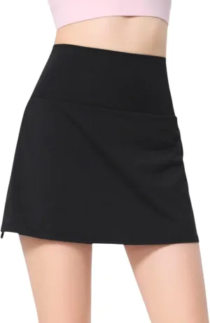 Anna-Kaci Women's High Waist Athletic Skort with Side Drawdtring and Back Pocket
