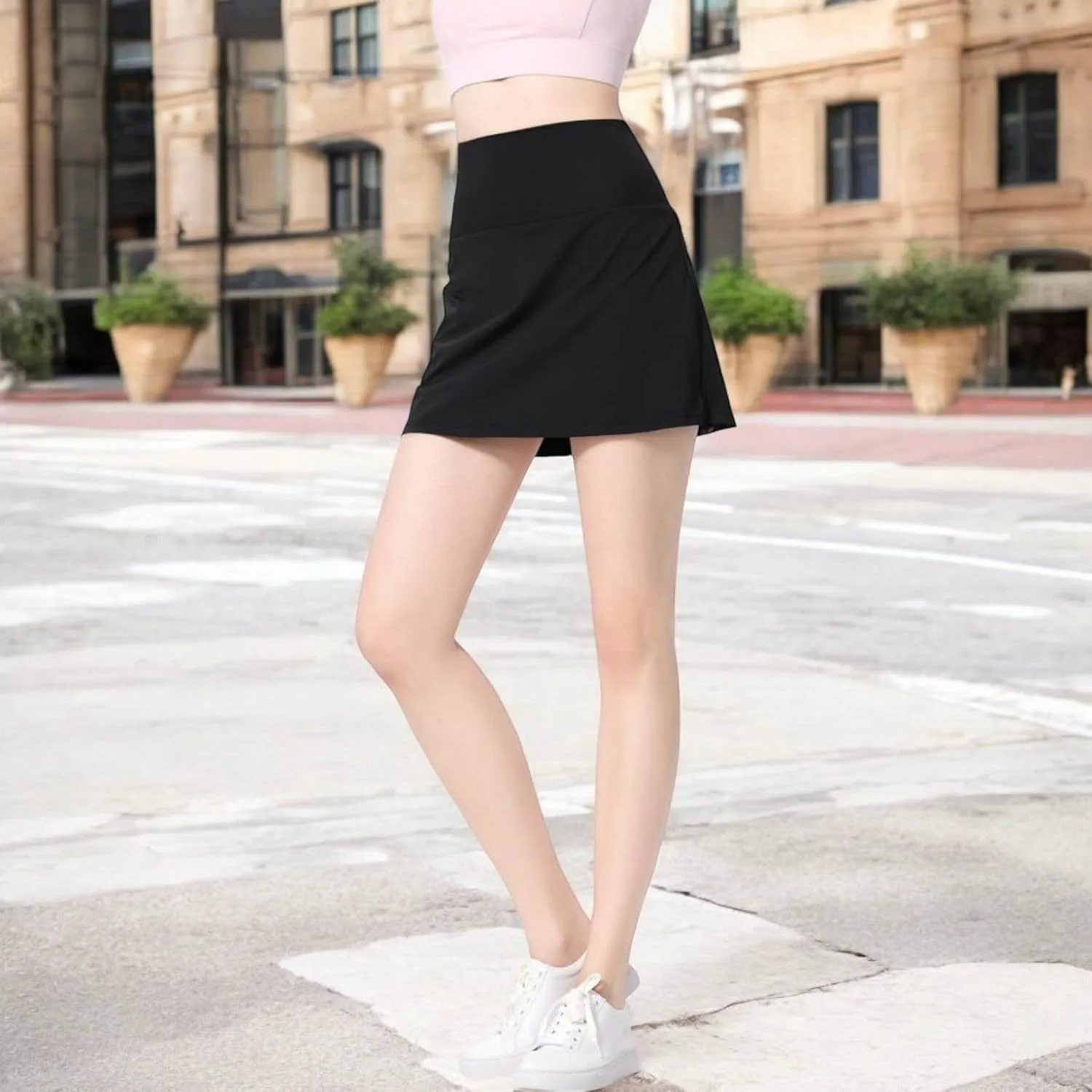 Anna-Kaci Women's High Waist Athletic Skort with Side Drawdtring and Back Pocket