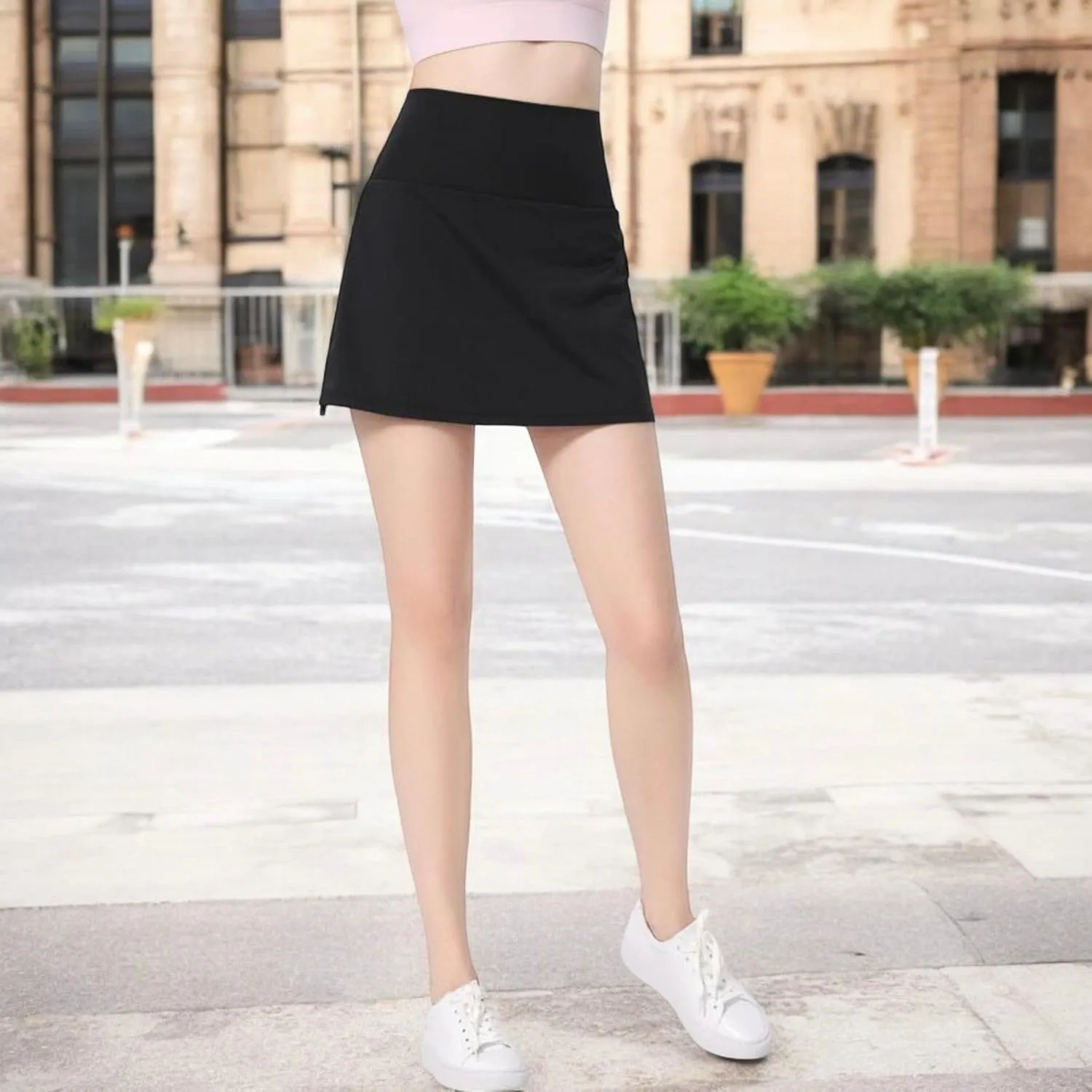 Anna-Kaci Women's High Waist Athletic Skort with Side Drawdtring and Back Pocket