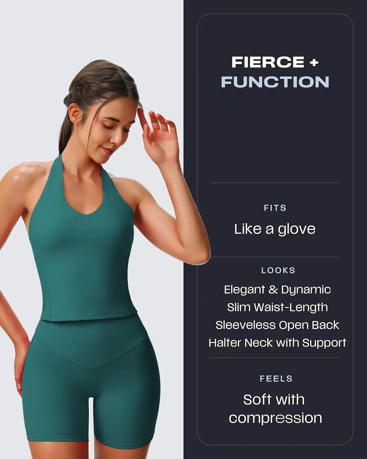 Aoxjox Women's Sleeveless Neck Tank Tops Workout Athletics Gym Yoga Curve Longline Hailey Halter Crop Top