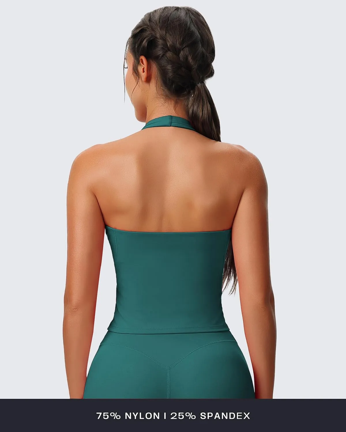 Aoxjox Women's Sleeveless Neck Tank Tops Workout Athletics Gym Yoga Curve Longline Hailey Halter Crop Top