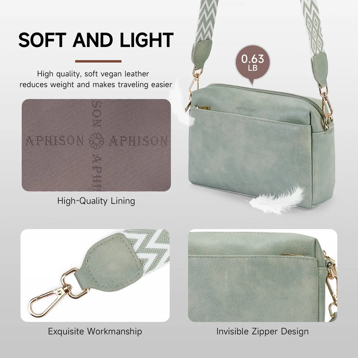 APHISON Small Crossbody Bags for Women, Triple Zip Crossbody Cell Phone Purse Shoulder Handbags with Adjustable Strap