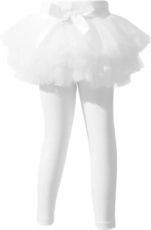 Ashken Baby Toddler Girls' Tutu Leggings Tulle Ruffle Skirted Pants Footless Tights (3 Months-5T)