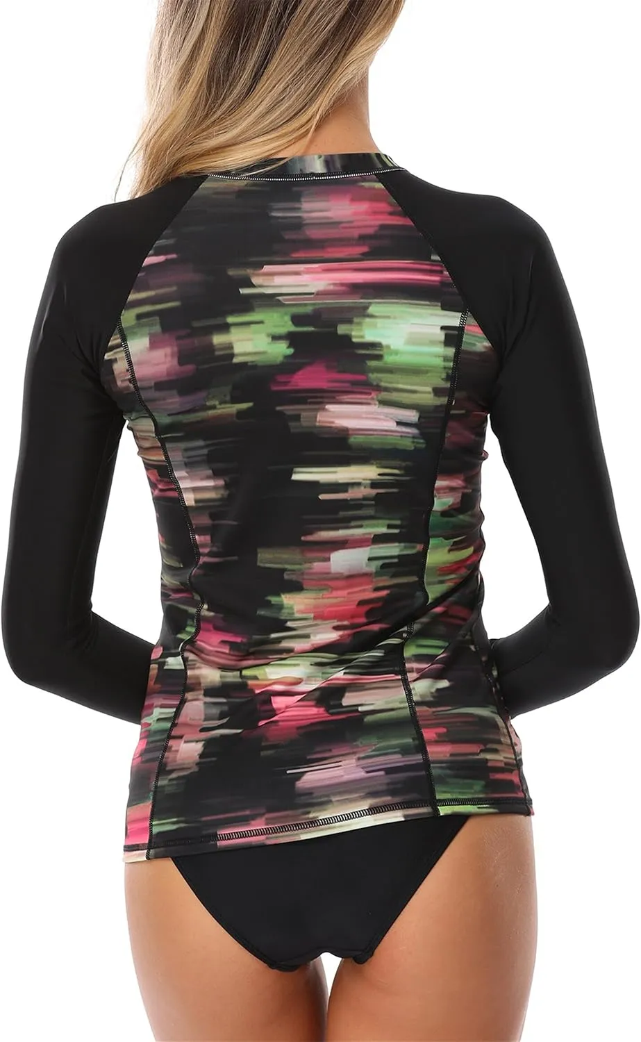 AXESEA Women's Rash Guard Tops Long Sleeve Bathing Suits Printed UV Sun Protection Swim Shirt