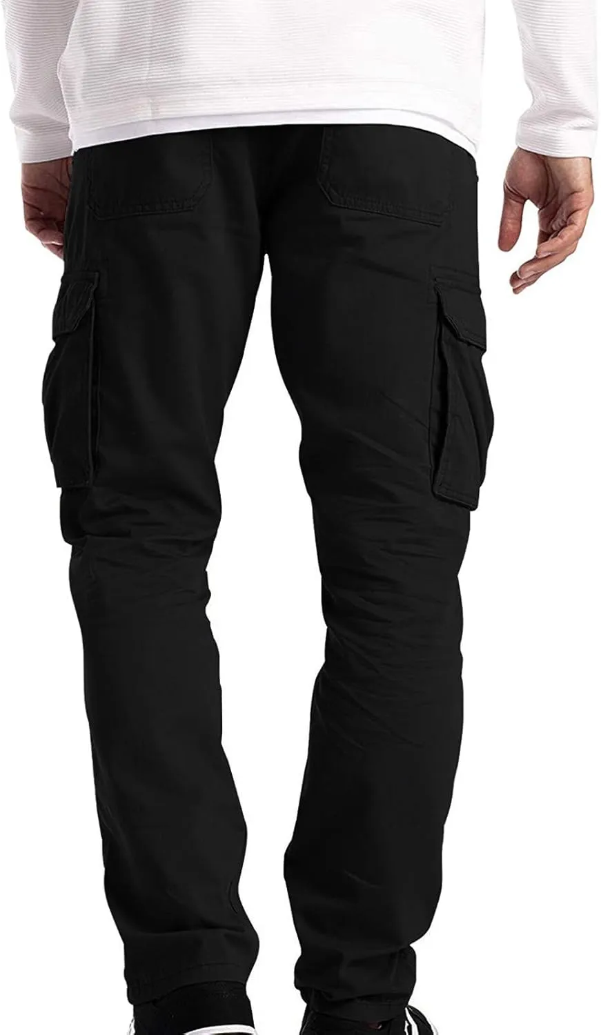 BADHUB Men's Cargo Pants Muti-Pockets Jogger Work Chino Slim Fit Casual Pants Hiking Workout Gogging Sweatpants Trousers