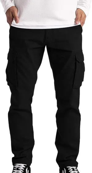 BADHUB Men's Cargo Pants Muti-Pockets Jogger Work Chino Slim Fit Casual Pants Hiking Workout Gogging Sweatpants Trousers