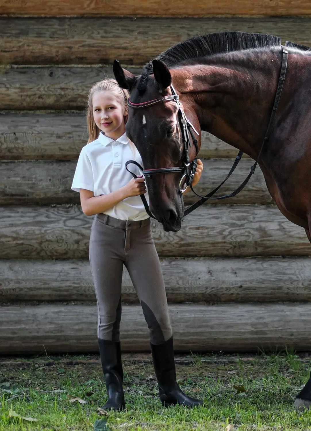 baleaf Girls Riding Pants Kids Equestrian Breeches Knee-Patch Zip Pocket Horseback Tights