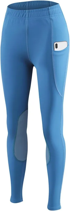 baleaf Girls Riding Pants Kids Equestrian Breeches Knee-Patch Zip Pocket Horseback Tights