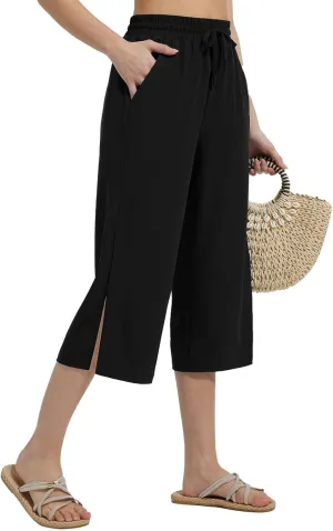 baleaf Women's Capri Pants Wide Leg Quick Dry Lightweight Capris UPF50  Casual Sweatpants Swim Pants