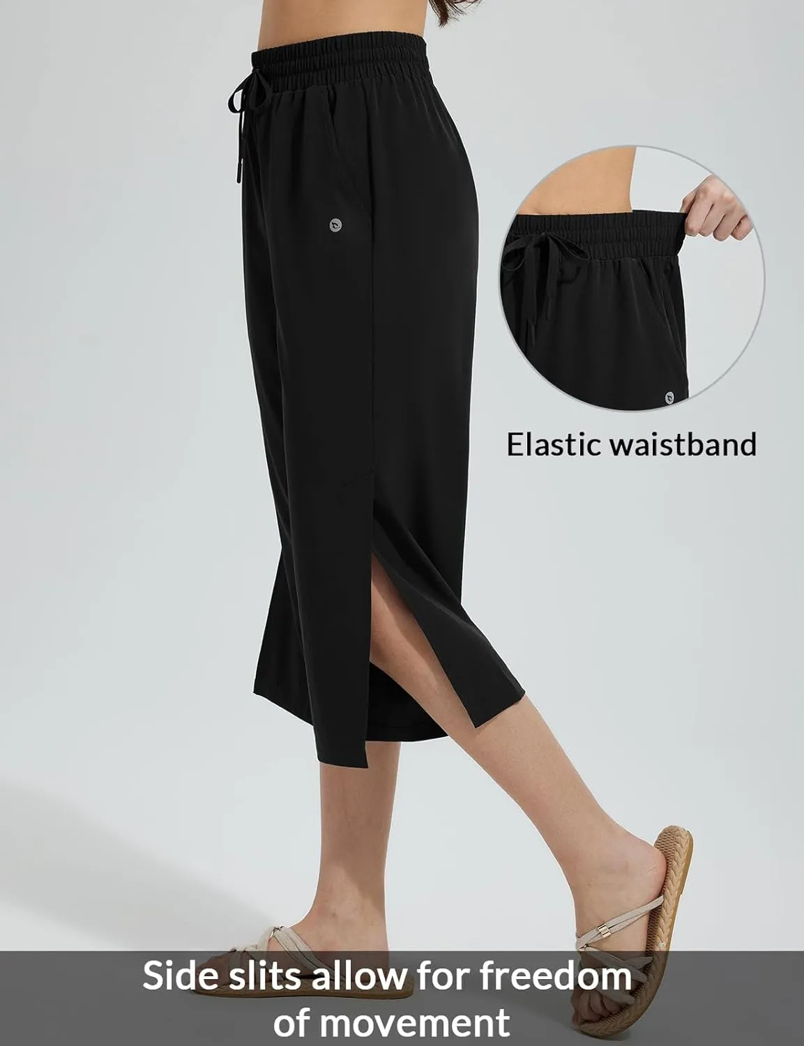 baleaf Women's Capri Pants Wide Leg Quick Dry Lightweight Capris UPF50  Casual Sweatpants Swim Pants