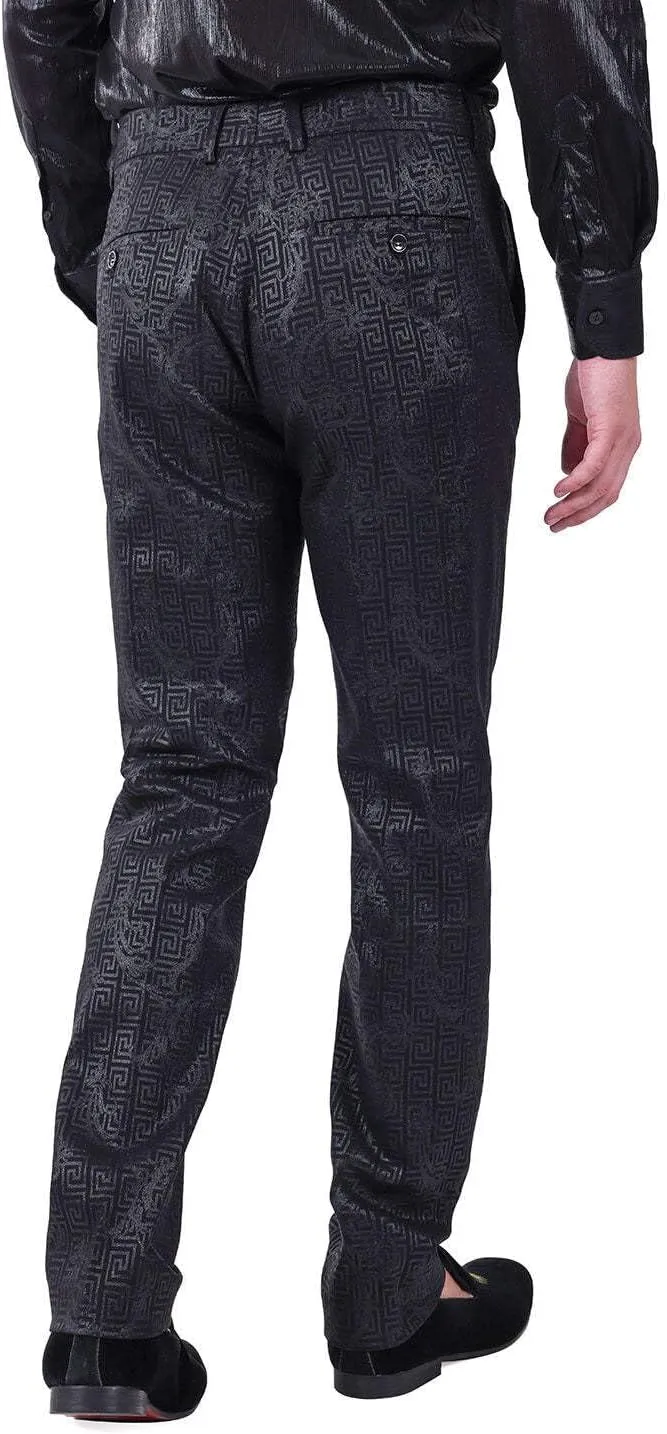 Barabas Men's Greek Pattern Floral Baroque Chino Dress Pants CP167
