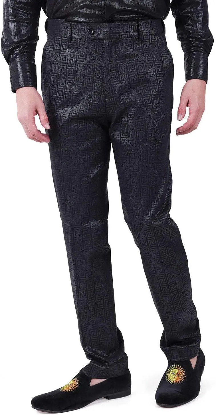 Barabas Men's Greek Pattern Floral Baroque Chino Dress Pants CP167