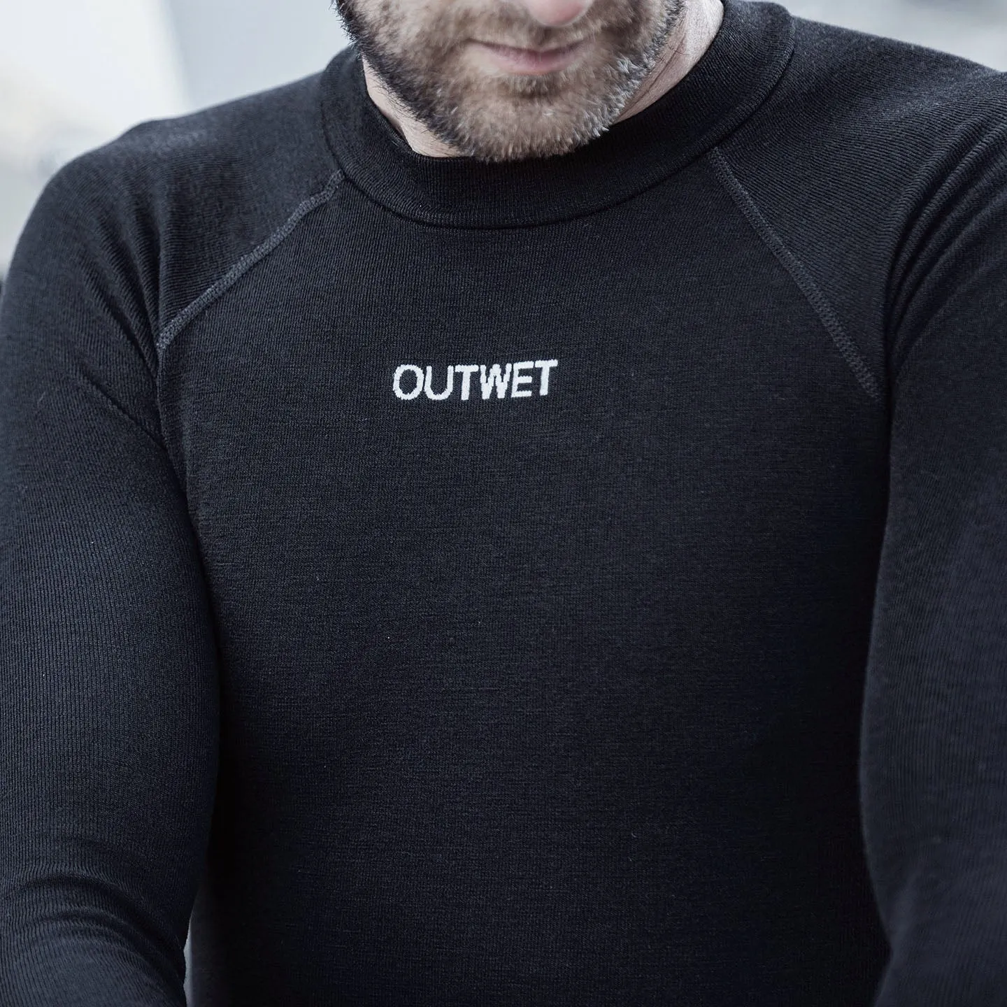 Base LSM Long Sleeve Merino Wool Cycling BASE LAYER in Black - by Outwet