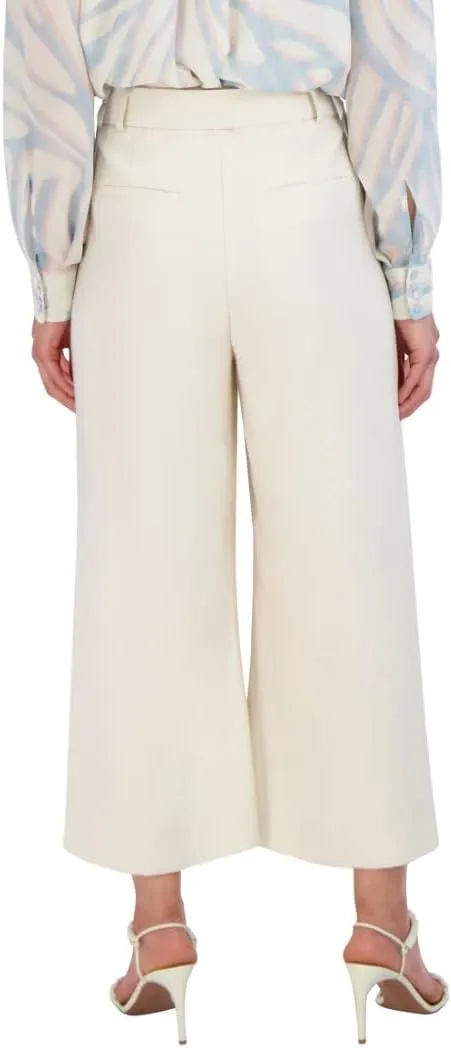 BCBGMAXAZRIA Women's Wide Leg Waist Tie Cropped Pants