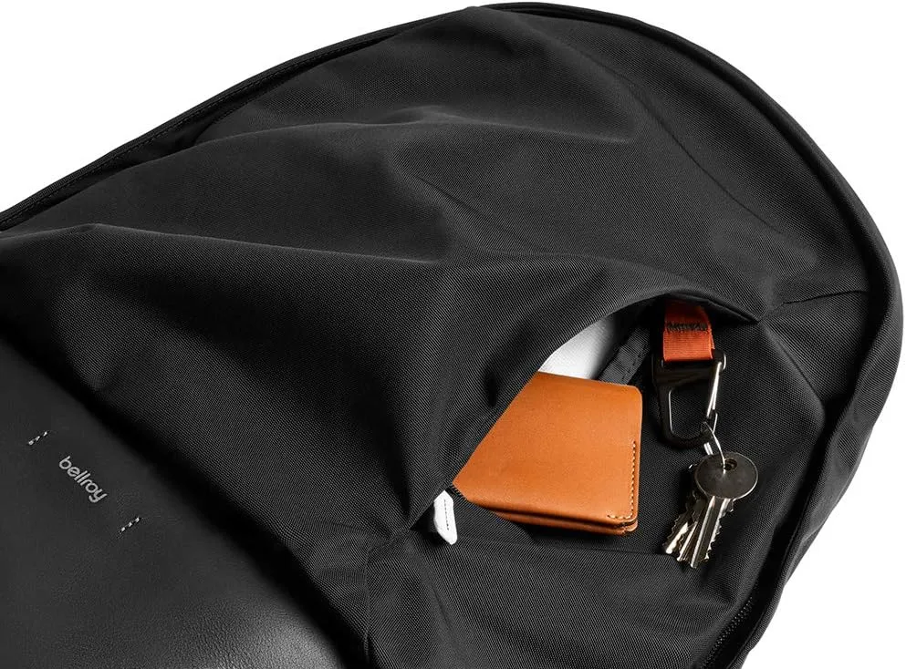 Bellroy Classic Backpack - Premium (Leather Panels, Comfort Shoulder Straps, Holds 15 Inch Laptop, Front & Internal Mesh Organization Pockets) -BlackSand