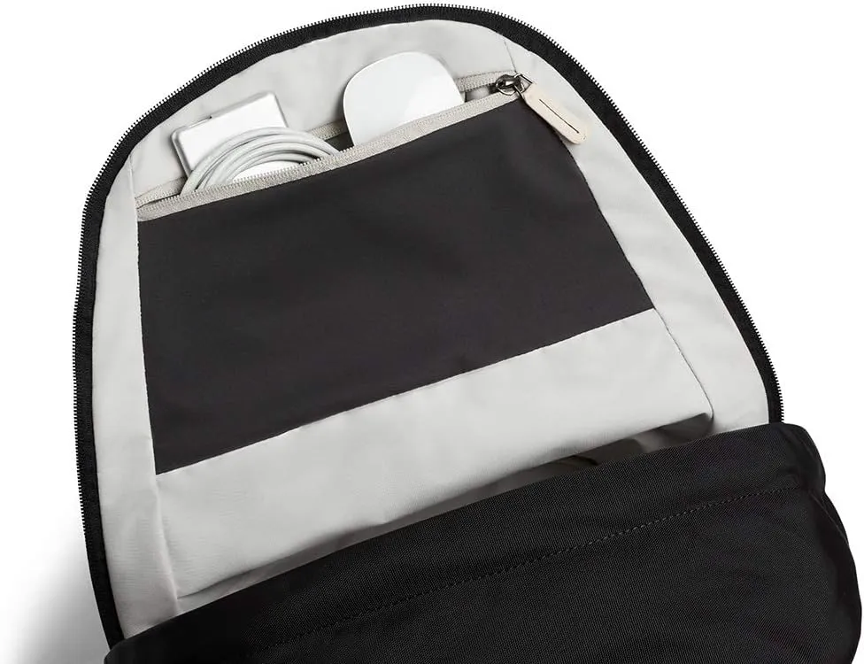 Bellroy Classic Backpack - Premium (Leather Panels, Comfort Shoulder Straps, Holds 15 Inch Laptop, Front & Internal Mesh Organization Pockets) -BlackSand