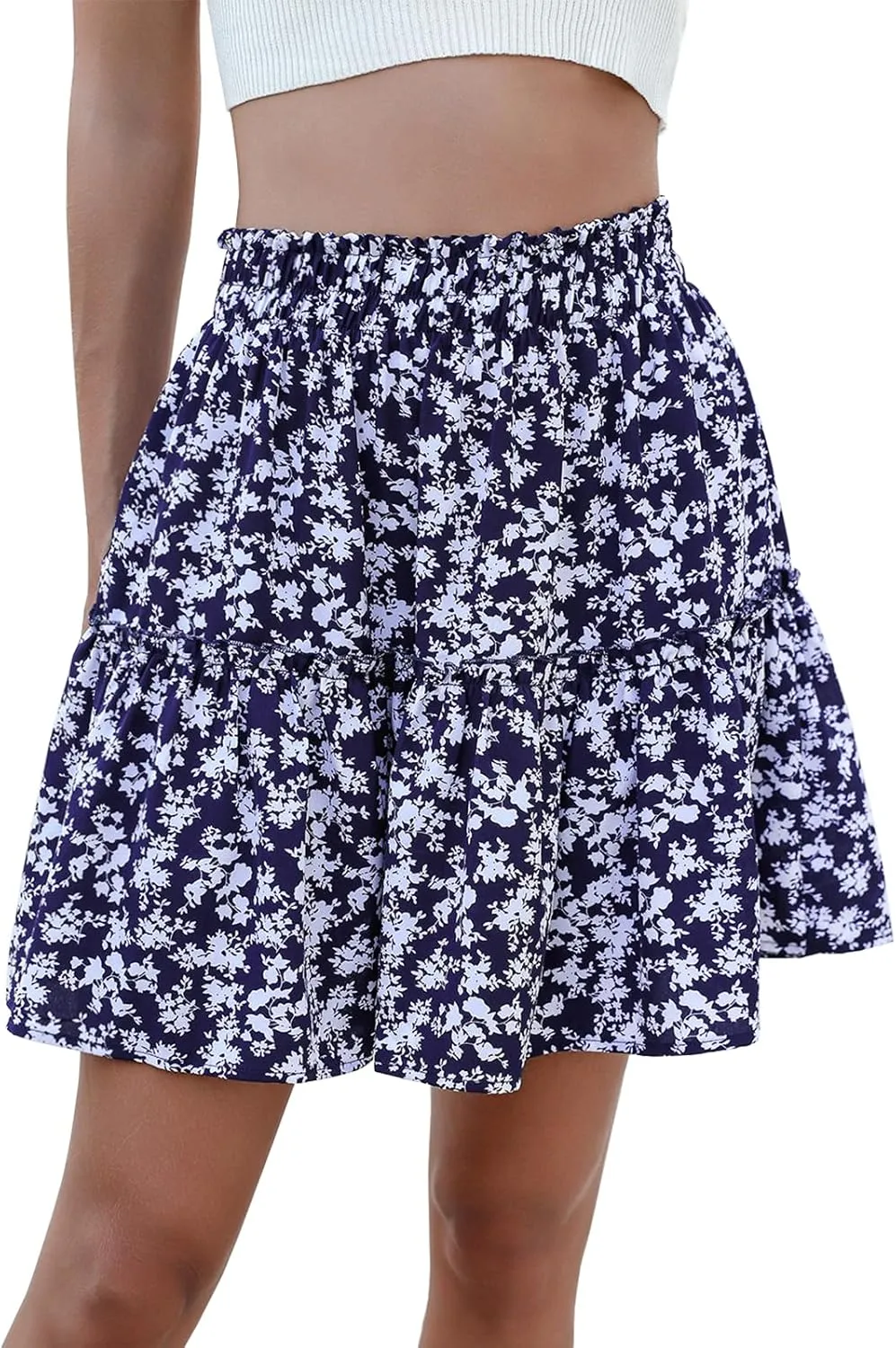 Berydress Womens Ruffle Mini Skirt 2025 Trendy Beach Vacation High Waisted Tiered A Line Casual Summer Boho Flowy Skirts